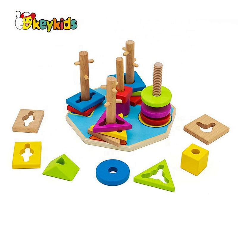 2019 New design stacking wooden baby shape sorter for early development W13E084