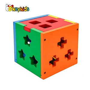 2019 New arrival shape sorting wooden learning boxes for toddlers W12D117