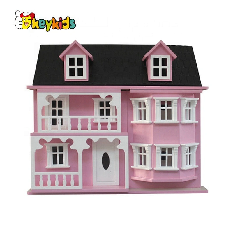 Hot selling kids miniature wooden dollhouse kits for role play W06A409