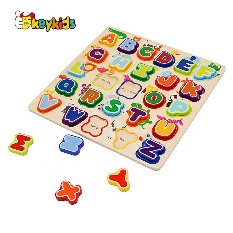 Top Sale Educational Wooden Animal Abc Puzzle For Children W14B113