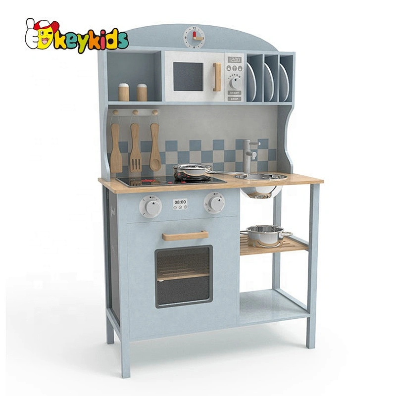 New arrival kids wooden kitchen toys play set with stainless accessories W10C545