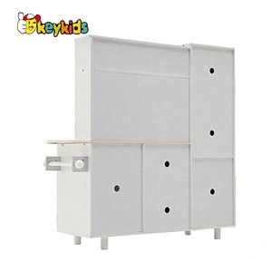 On sale large kids wooden white kitchen set toys with freezer W10C598