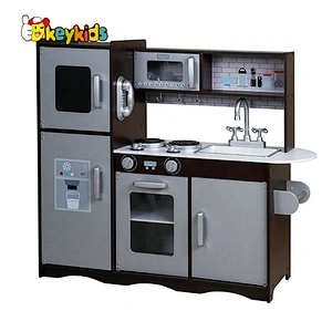 Ready to ship brown wooden toys kitchen play set for boys W10C570