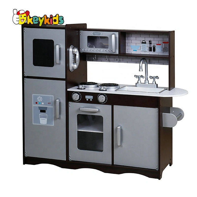 Ready to ship brown wooden toys kitchen play set for boys W10C570
