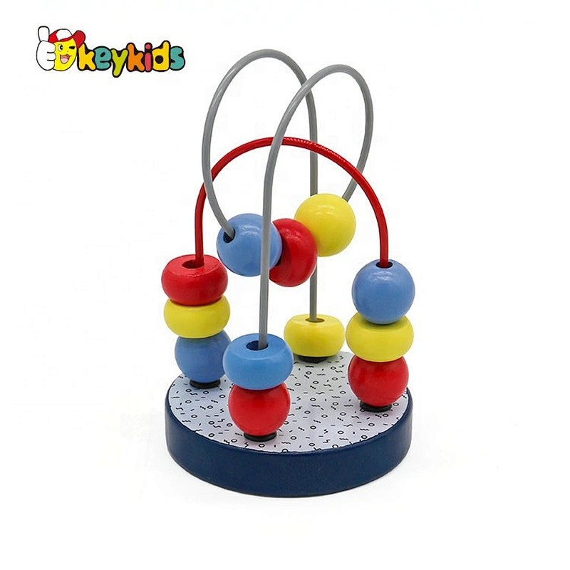 Customize colored mini wooden wire bead maze toys for baby W11B262