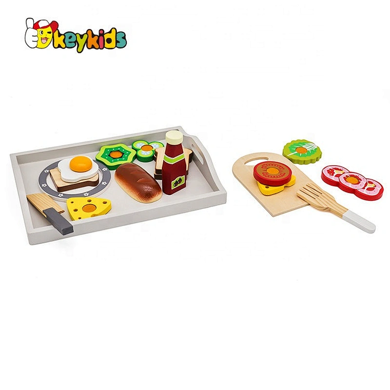 New Arrival Wooden Kitchen Food Toys With Tray W10B272