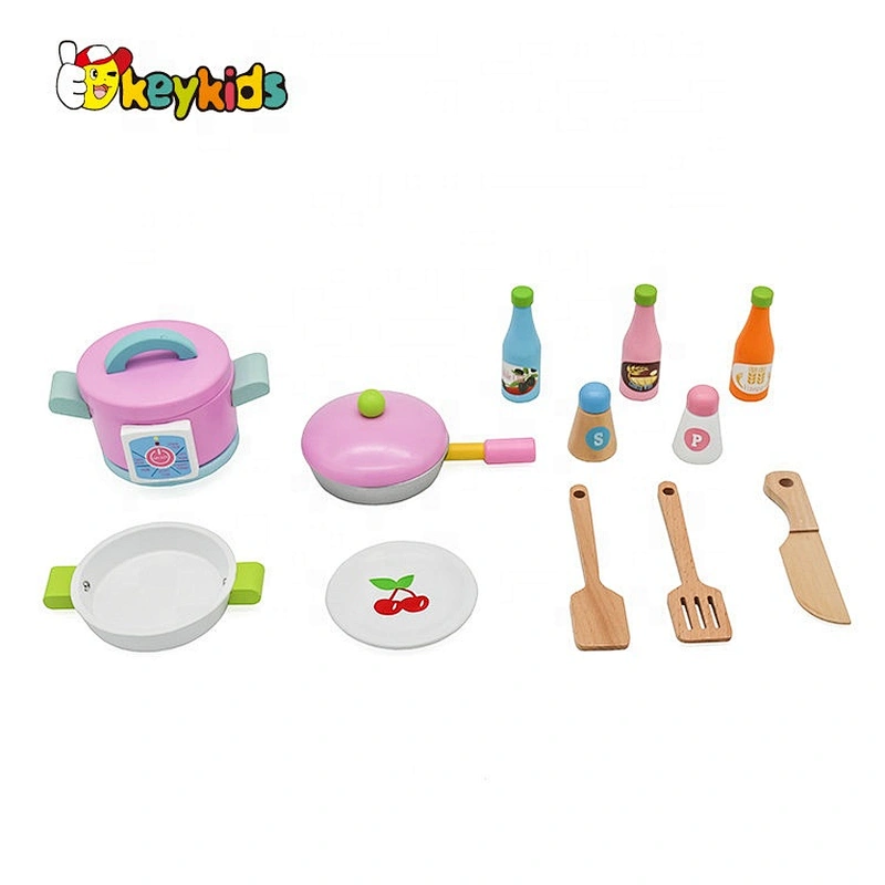 New fashion pink pretend wooden toy kitchens for children W10C379
