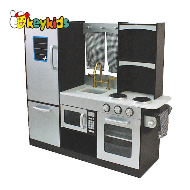 wholesale cheap espresso wooden pretend toy kitchen set for kids W10C337