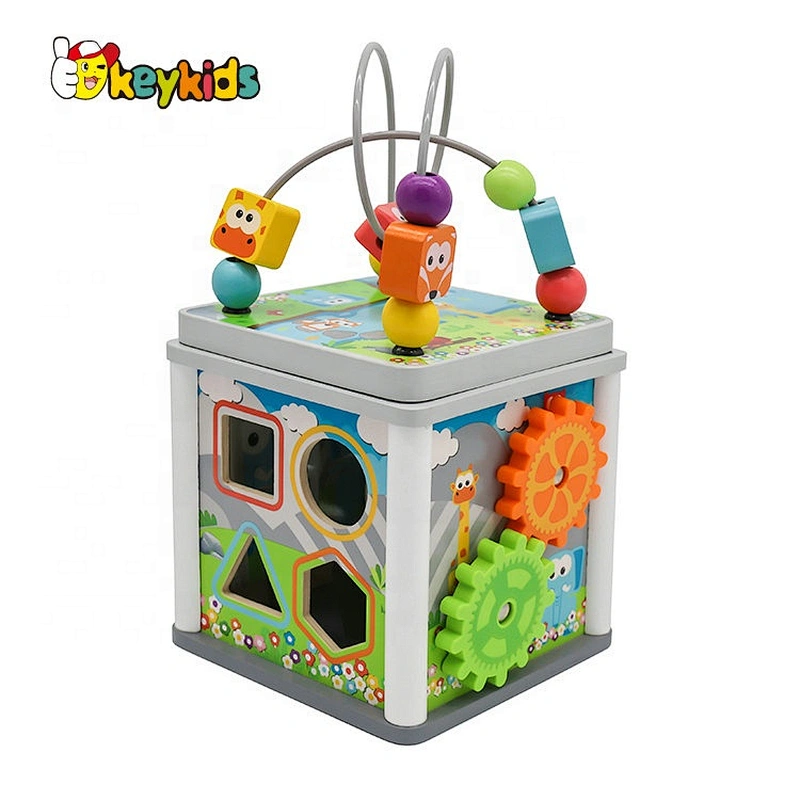 New Design Educational Wooden Animal Busy Board Cube For Kids W11B238
