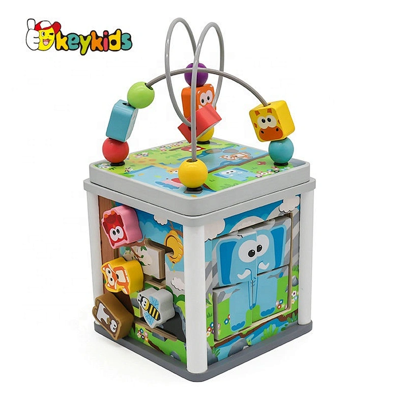 New Design Educational Wooden Animal Busy Board Cube For Kids W11B238