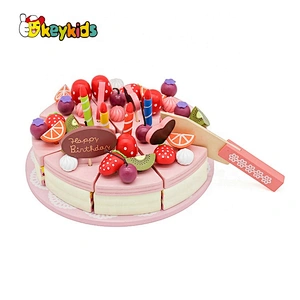 New released play cutting wooden birthday cake toy for kids W10B320