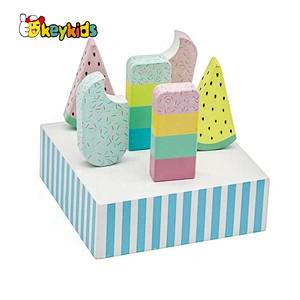 Customize pretend play wooden ice cream set toy for kids W10B314