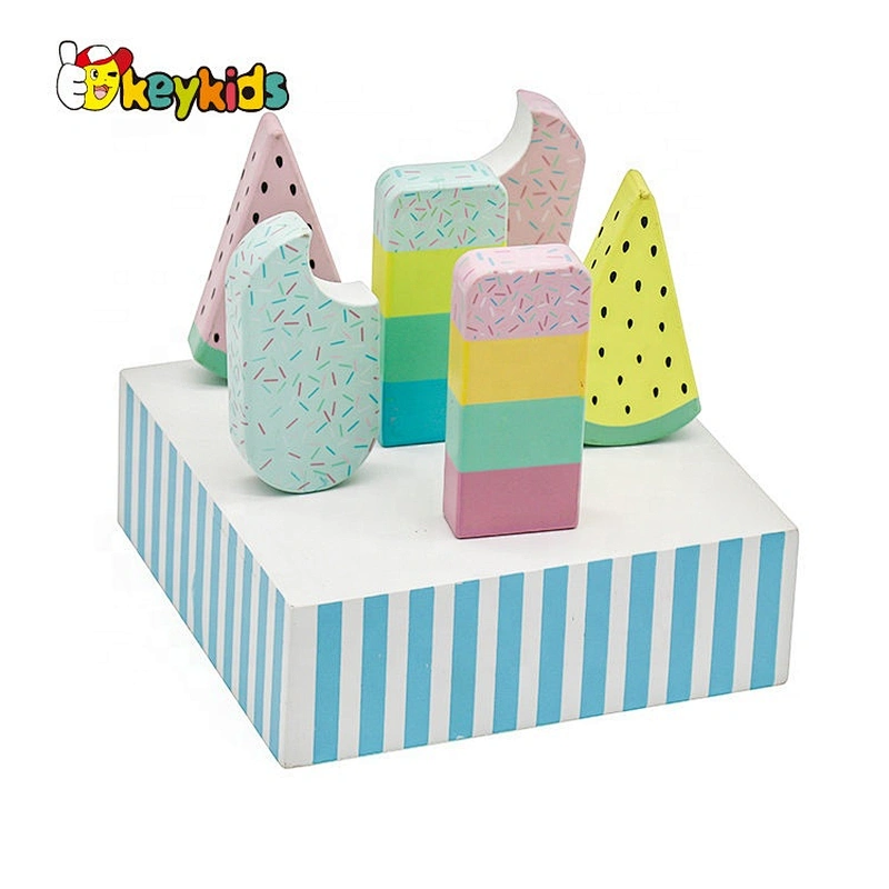 Customize pretend play wooden ice cream set toy for kids W10B314