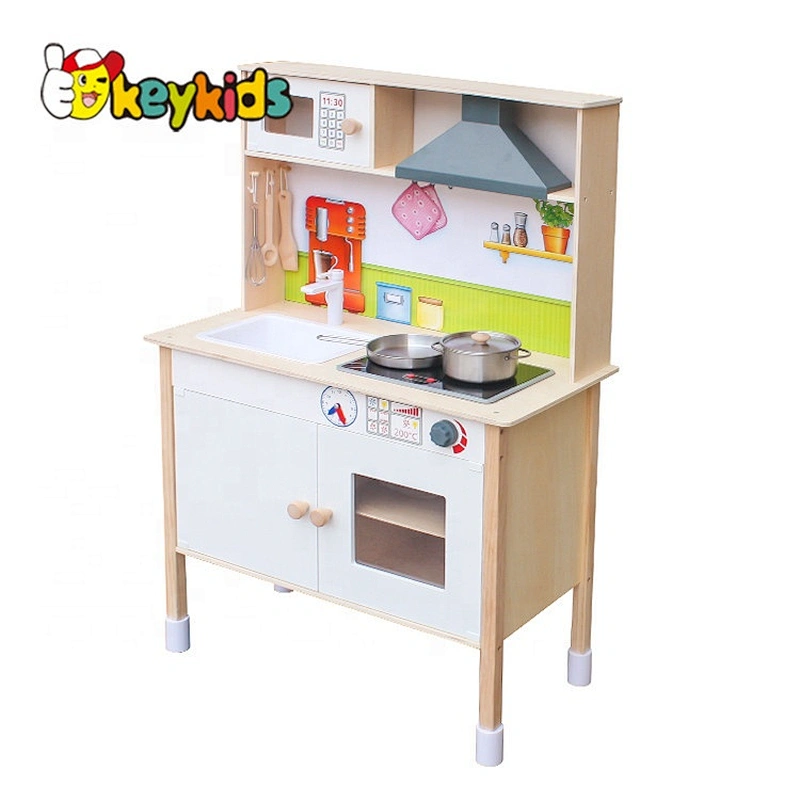 New hottest children wooden kitchen set toys with electronic stove W10C411