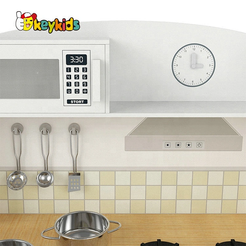 New released large white wooden corner play kitchen with lights & sounds W10C561