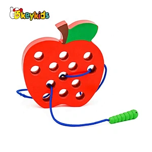 Hot sale threading activity wooden travel lacing game for children W11E095