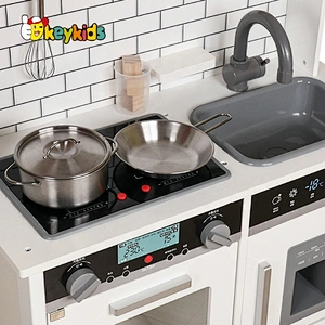 Ready to ship large white wooden kitchen play set with light and sound W10C493B