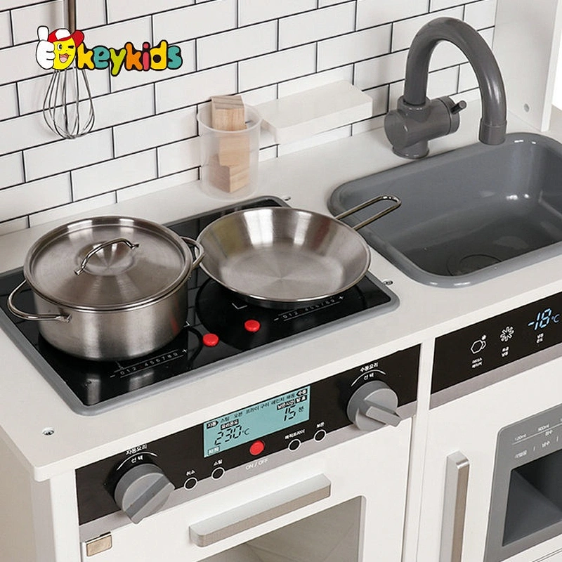 Ready to ship large white wooden kitchen play set with light and sound W10C493B