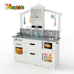 New released white wooden kids kitchen play set for sale W10C562
