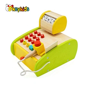New design preschool wooden toddler cash register for pretend play W10A097