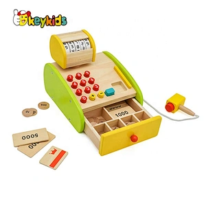 New design preschool wooden toddler cash register for pretend play W10A097
