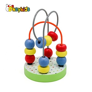 Customize colored wooden bead maze toy for baby W11B261