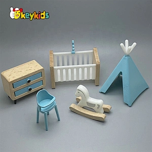 wooden doll house furnitures for kids pretend play W06B111