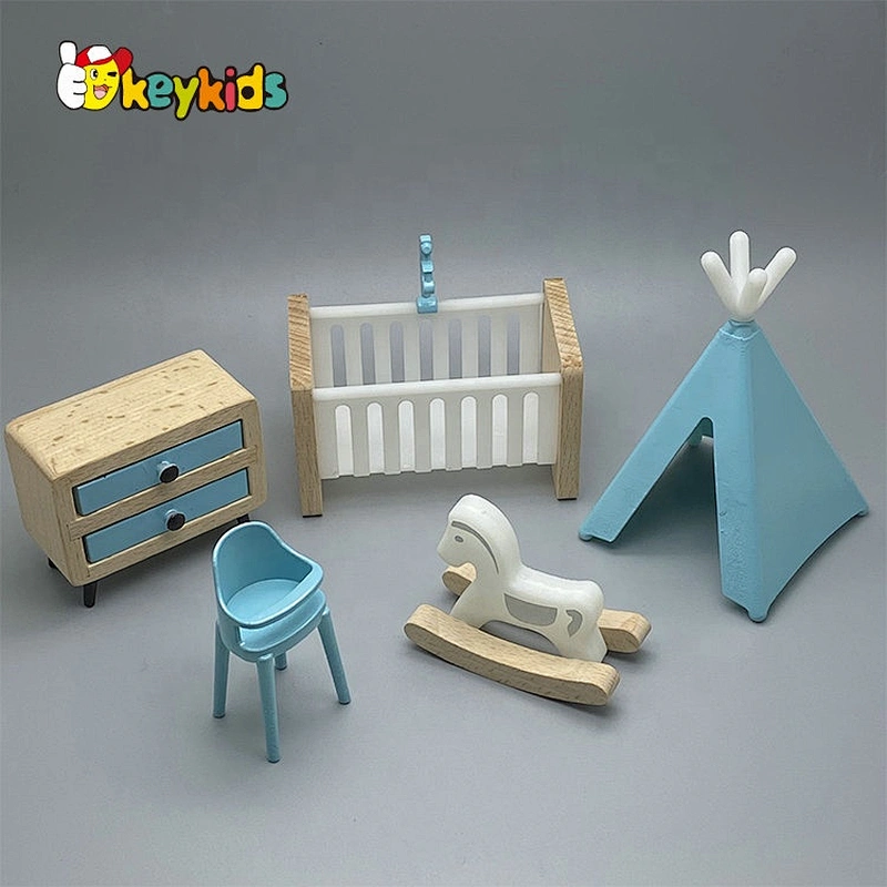 wooden doll house furnitures for kids pretend play W06B111