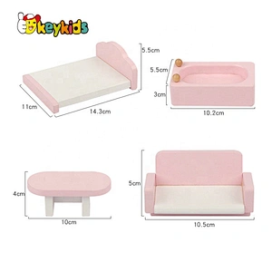 New fashion pink wooden mini dollhouse kits for girls W06A385