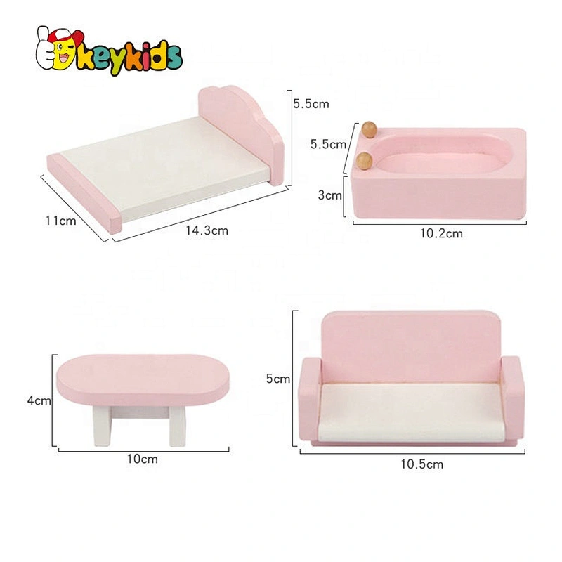 New fashion pink wooden mini dollhouse kits for girls W06A385