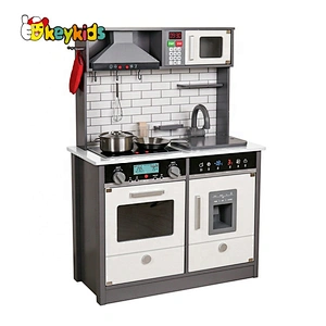 New released children wooden play kitchen with lights and sounds W10C493