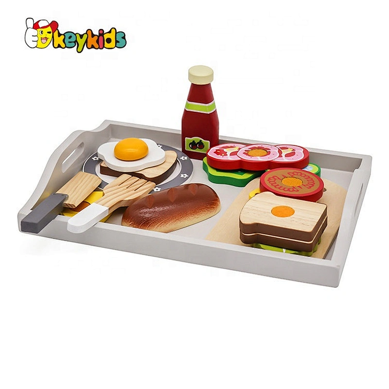 New Arrival Wooden Kitchen Food Toys With Tray W10B272