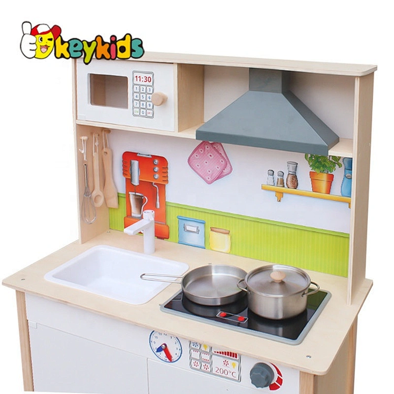 New hottest children wooden kitchen set toys with electronic stove W10C411