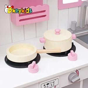 New hottest big house shaped pink wooden kids kitchen set toy for pretend play W10C336