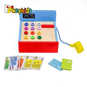 Best design baby wooden mini toy pos cash register for pretend play W10A021