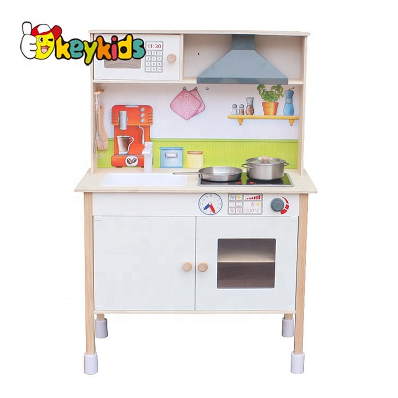 New hottest children wooden kitchen set toys with electronic stove W10C411