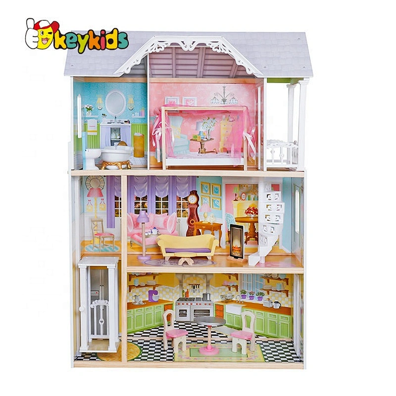 Customize simulation play wooden princess doll house for girls W06A421