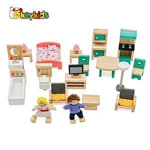 Most popular 3 floors girls wooden dollhouse toy with elevator W06A372