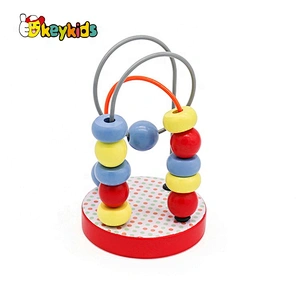 Customize colored wooden bead maze toy for baby W11B261