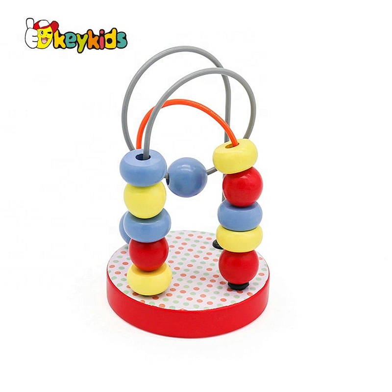 Customize colored wooden bead maze toy for baby W11B261