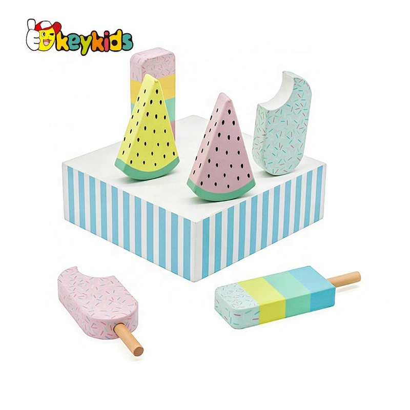 Customize pretend play wooden ice cream set toy for kids W10B314