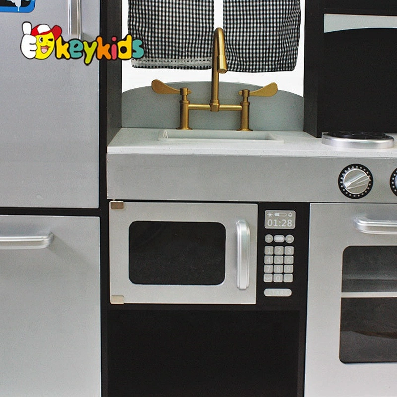 wholesale cheap espresso wooden pretend toy kitchen set for kids W10C337
