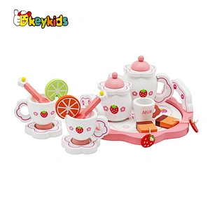 Hot selling pretend play wooden teapot set toy for kids W10B301