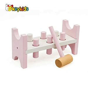 New design preschool pink wooden pound a peg toy for children W11G047