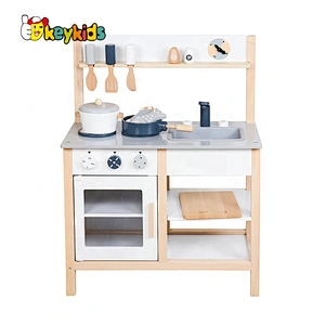 Top sale pretend cooking games wooden role play kitchen set for children W10C457