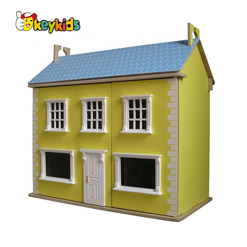 Hot selling kids miniature wooden dollhouse kits for role play W06A409