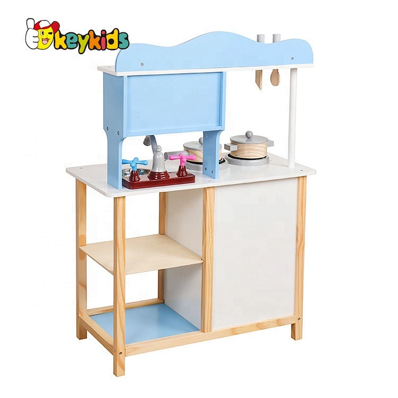 New sale simulation play wooden blue toy kitchen for kids W10C404B