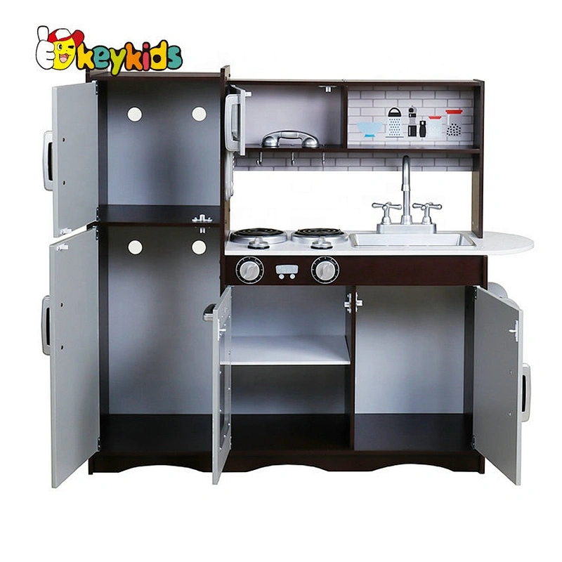 Ready to ship brown wooden toys kitchen play set for boys W10C570