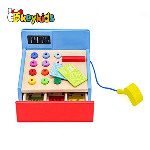 Best design baby wooden mini toy pos cash register for pretend play W10A021