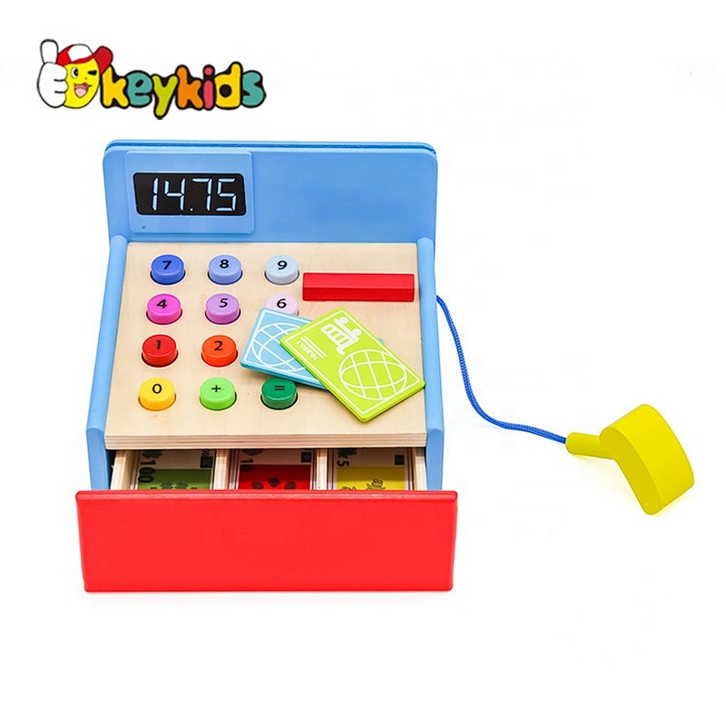 Best design baby wooden mini toy pos cash register for pretend play W10A021